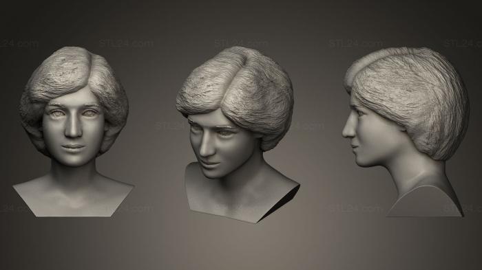 Бюсты и барельефы известных личностей (Принцесса Диана, BUSTC_0504) 3D модель для ЧПУ станка
